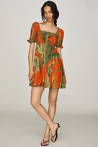 Farm Rio Cotton Smocked Mini Dress