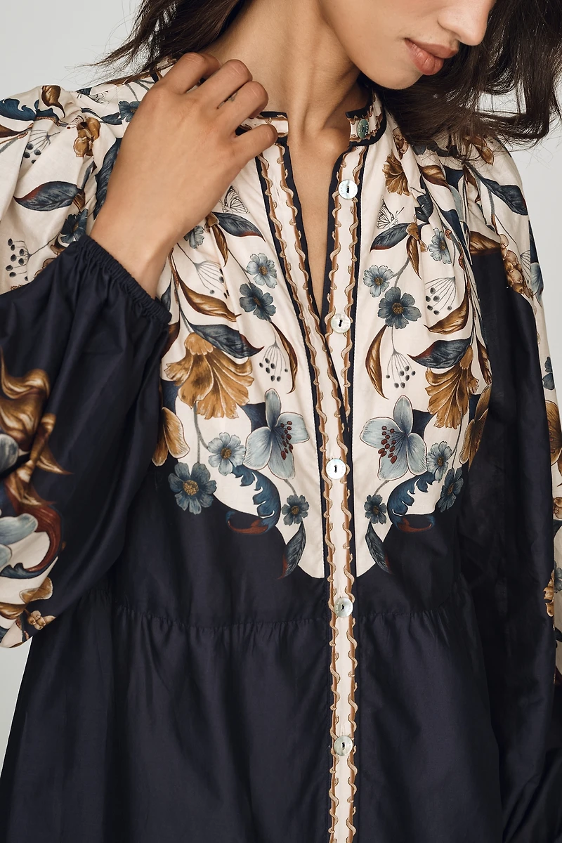 Farm Rio Golden Nature Cotton Mini Dress