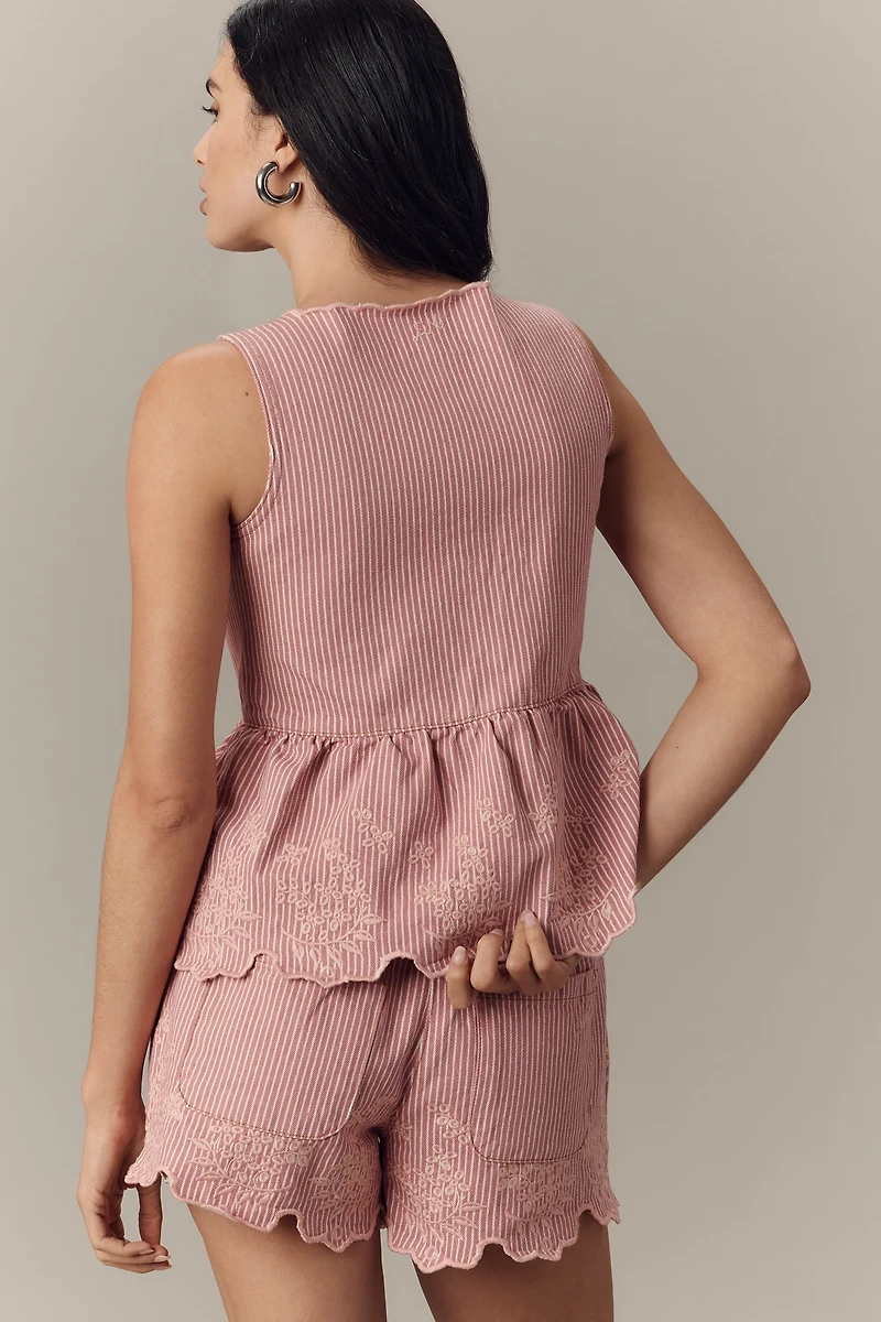 Damson Madder Lana Embroidered Peplum Top