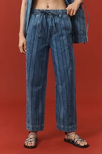 Damson Madder Felix Laser Stripe Barrel Jeans