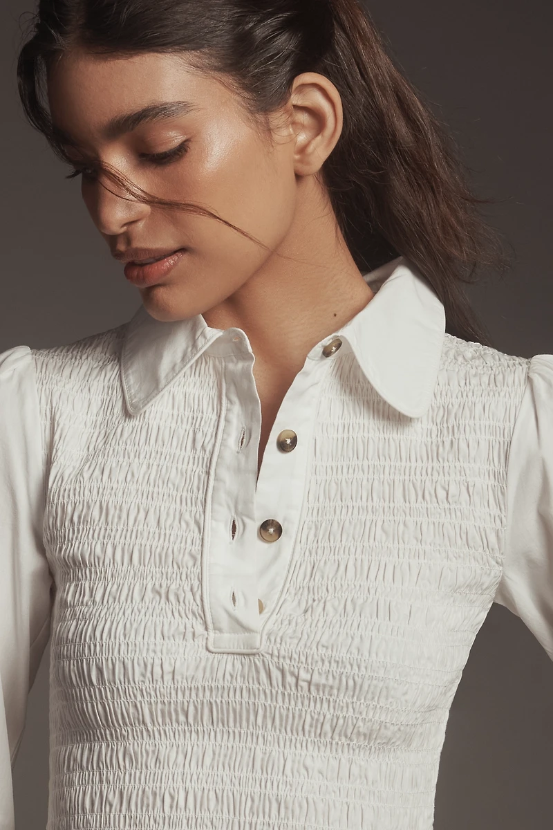 Damson Madder Hazel Shirred Long-Sleeve Blouse