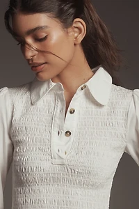 Damson Madder Hazel Shirred Long-Sleeve Blouse