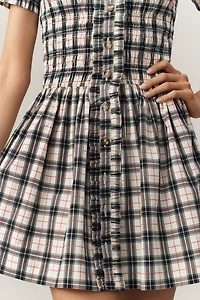 Damson Madder Mansi Short-Sleeve Smocked Mini Dress