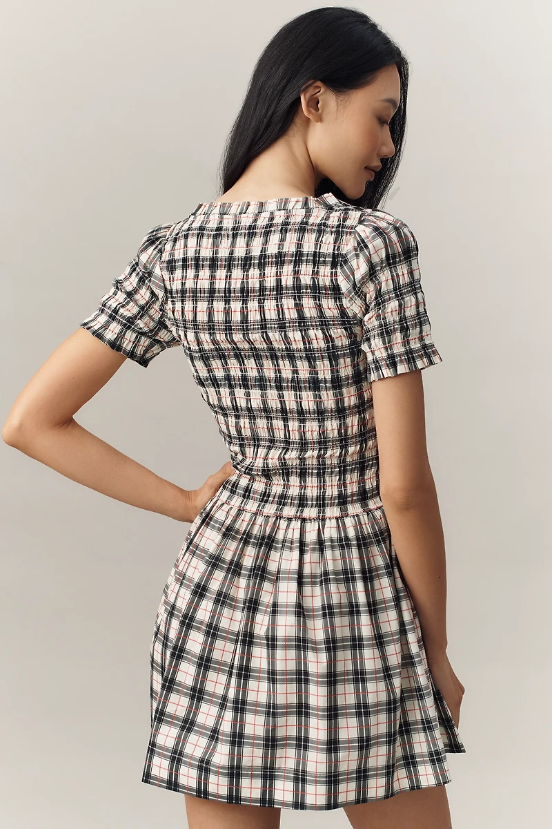 Damson Madder Mansi Short-Sleeve Smocked Mini Dress