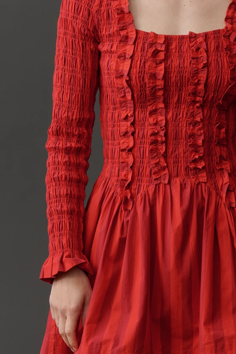 Damson Madder Raphaela Long-Sleeve Ruffle Mini Dress