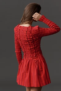 Damson Madder Raphaela Long-Sleeve Ruffle Mini Dress