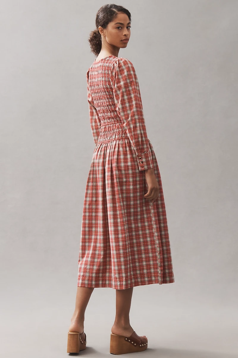 Damson Madder Sienna Smocked Midi Dress