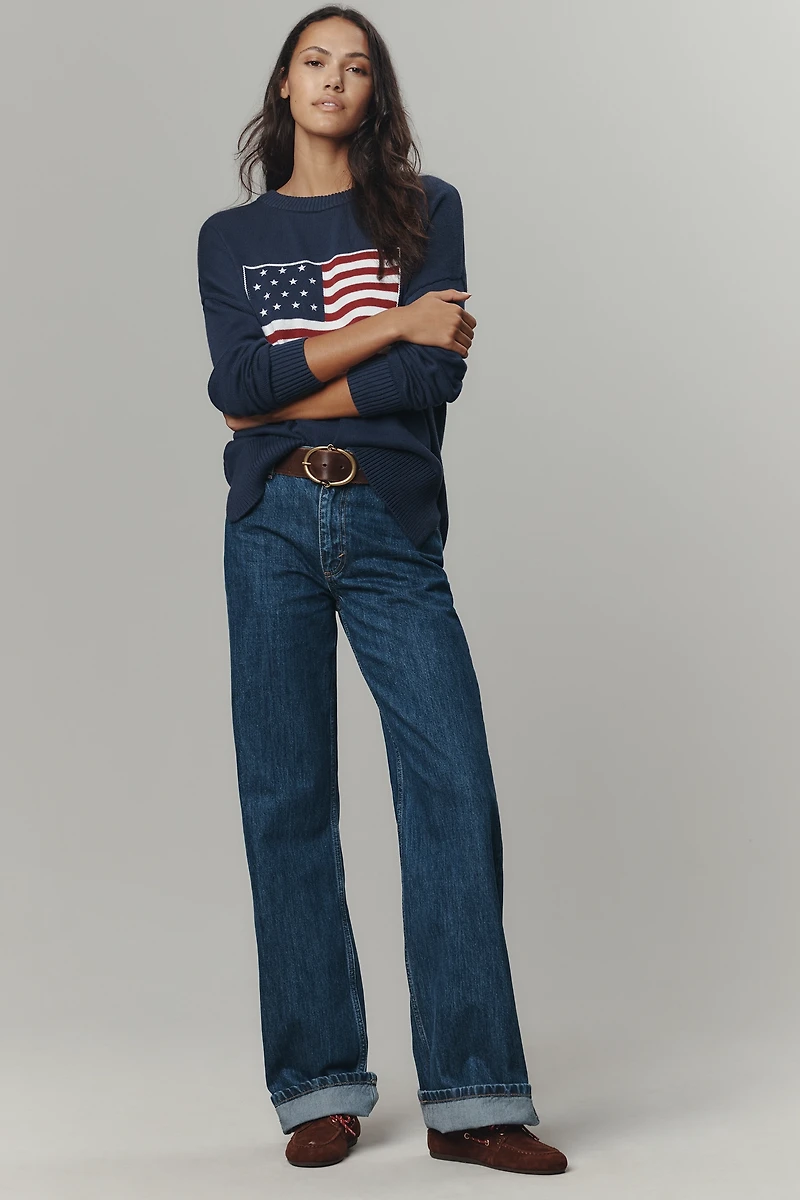 Damson Madder Sylvie Turn Up Straight-Leg Jeans