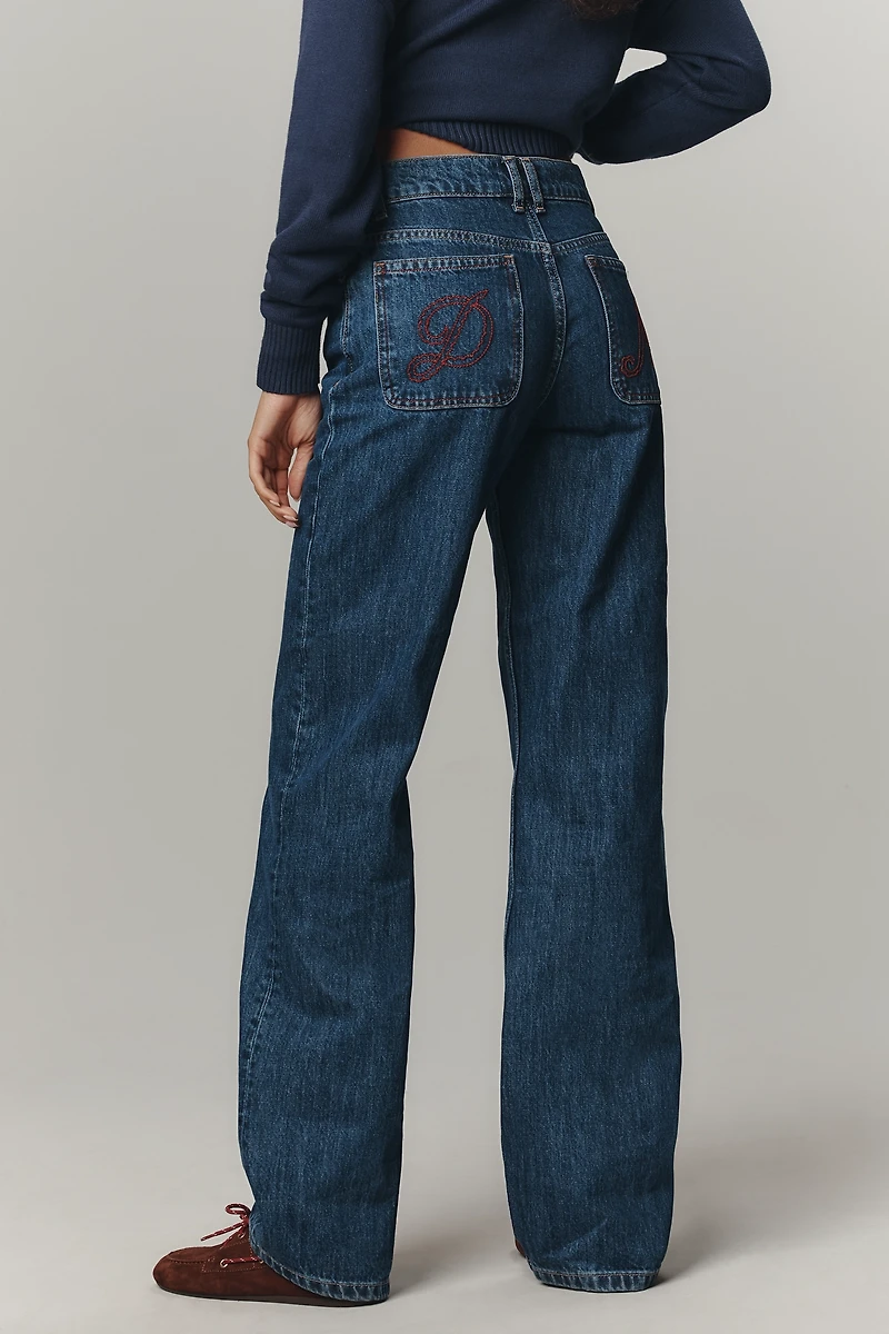 Damson Madder Sylvie Turn Up Straight-Leg Jeans