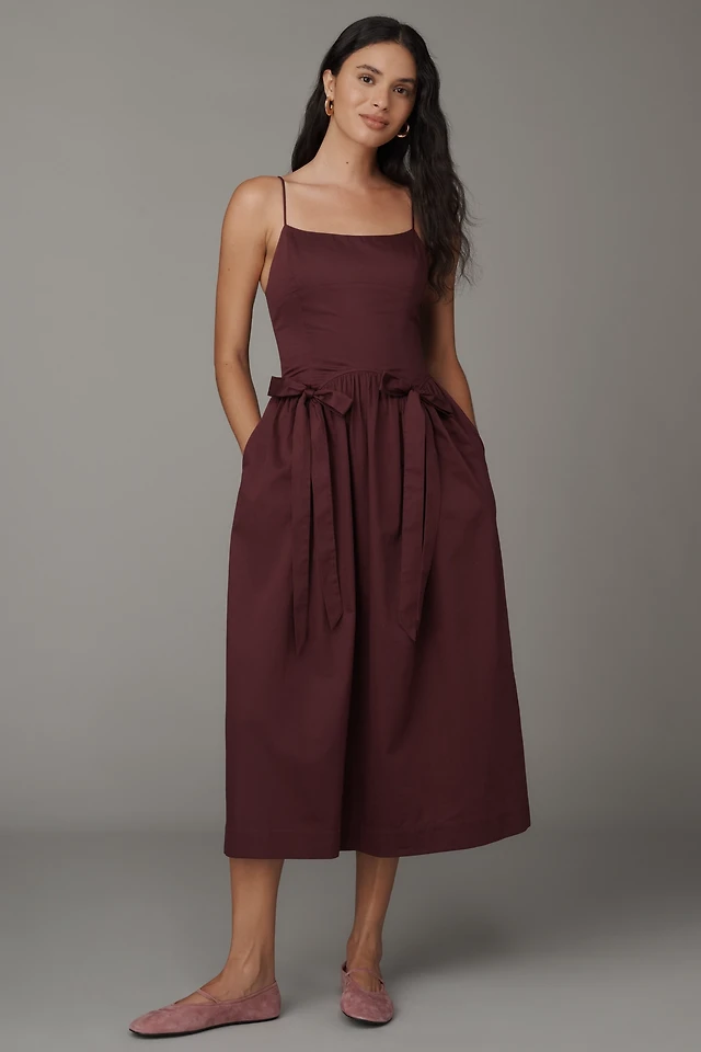 damson madder burgundy dress Damson Madder Malinda Smocked Midi Dress
