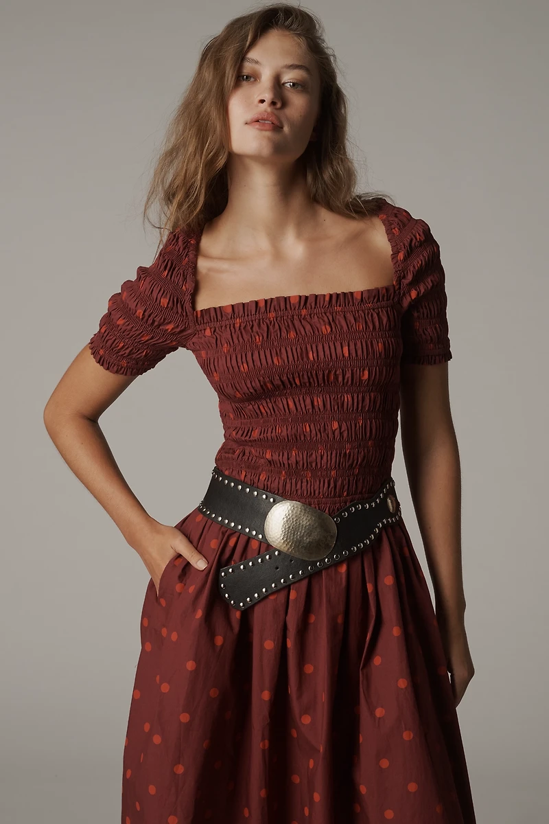 Damson Madder Malinda Smocked Midi Dress