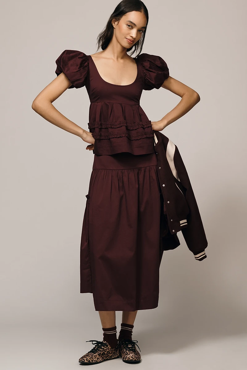 Damson Madder Joy Puff-Sleeve Blouse