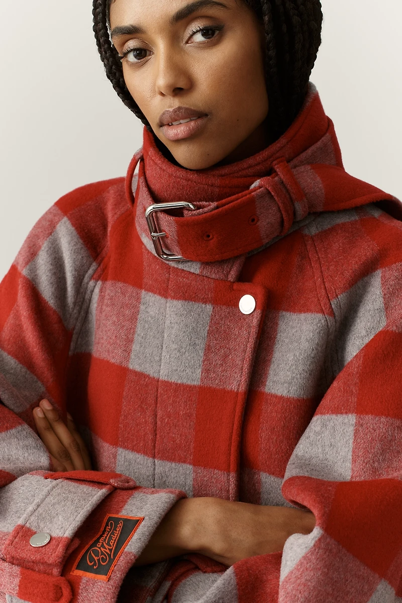 Damson Madder Wool Mock-Neck Bomber Coat