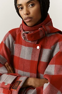Damson Madder Wool Mock-Neck Bomber Coat