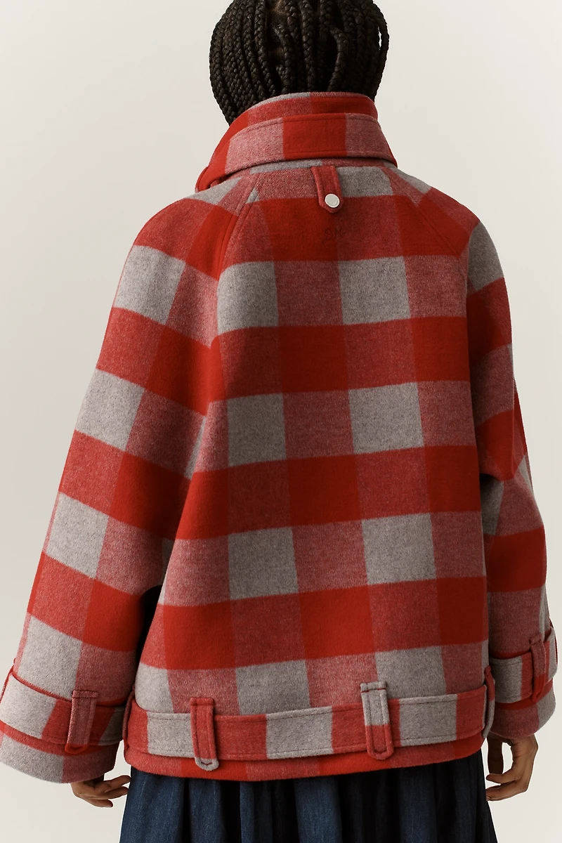 Damson Madder Wool Mock-Neck Bomber Coat