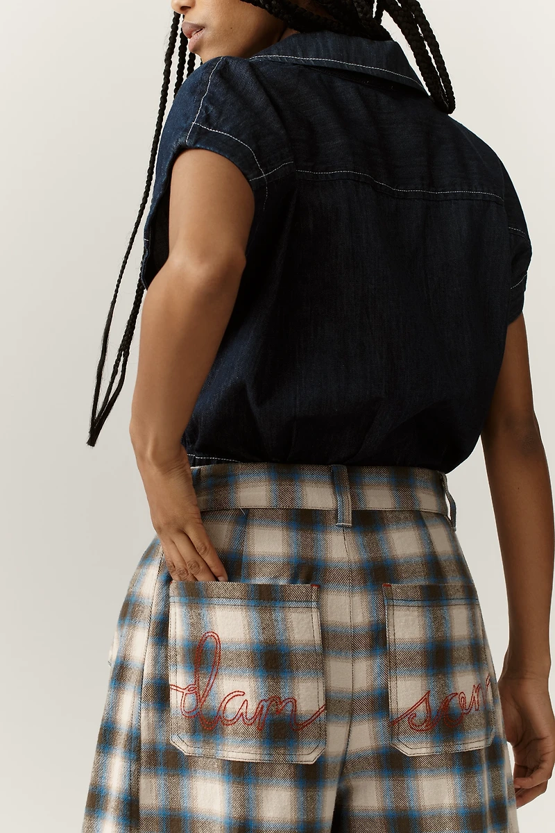 Damson Madder Mara Wide-Leg Organic Cotton Trouser Pants