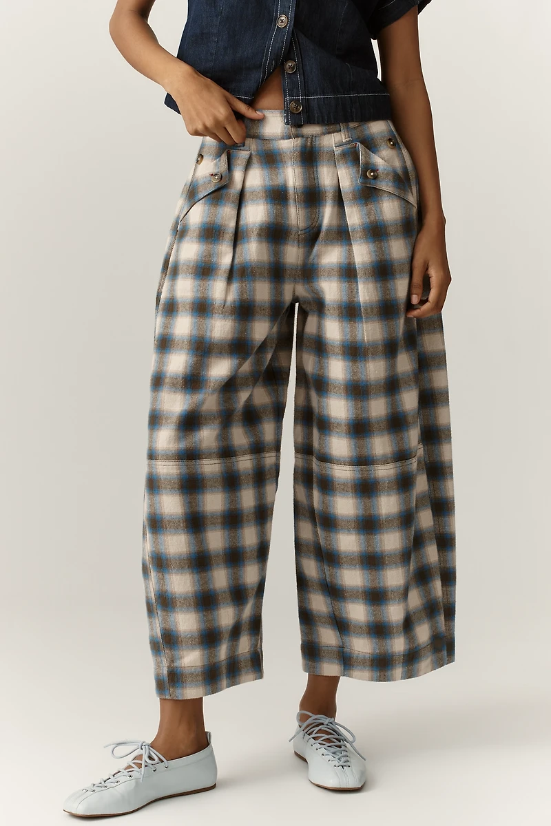Damson Madder Mara Wide-Leg Organic Cotton Trouser Pants