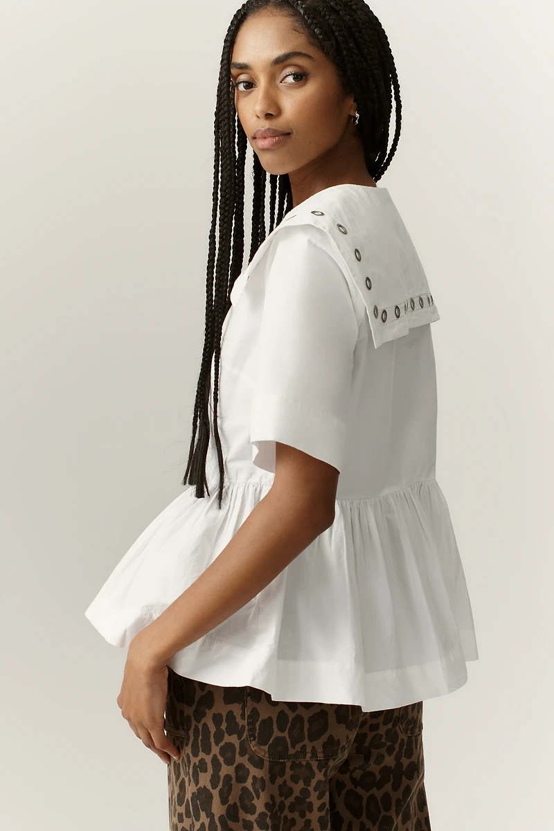 Damson Madder Cyrus Eyelet Organic Cotton Blouse