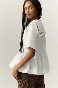 Damson Madder Cyrus Eyelet Organic Cotton Blouse