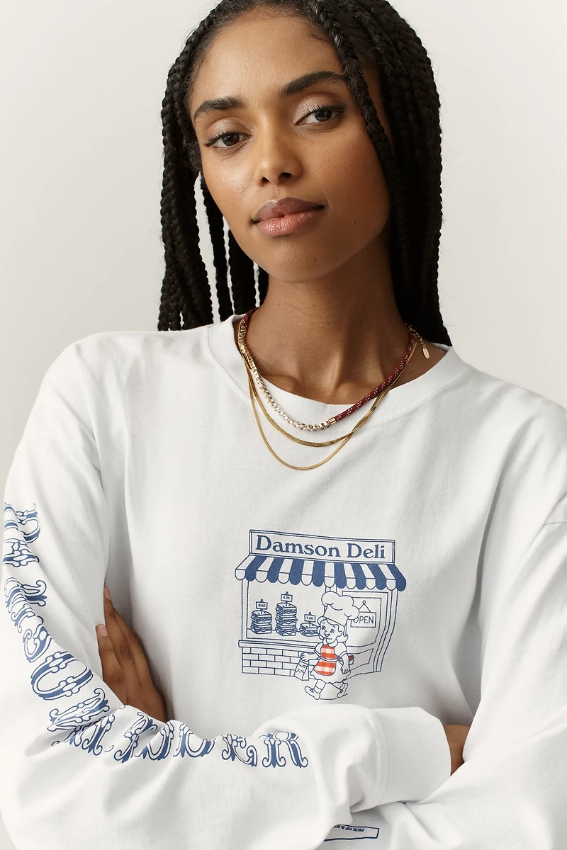 Damson Madder Deli Organic Cotton Long-Sleeve T-Shirt