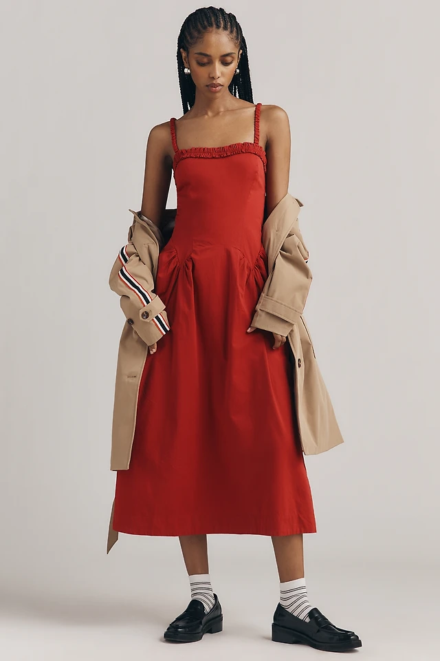 damson madder josephine collared midi dress Damson Madder Josephine Collared Midi Dress
