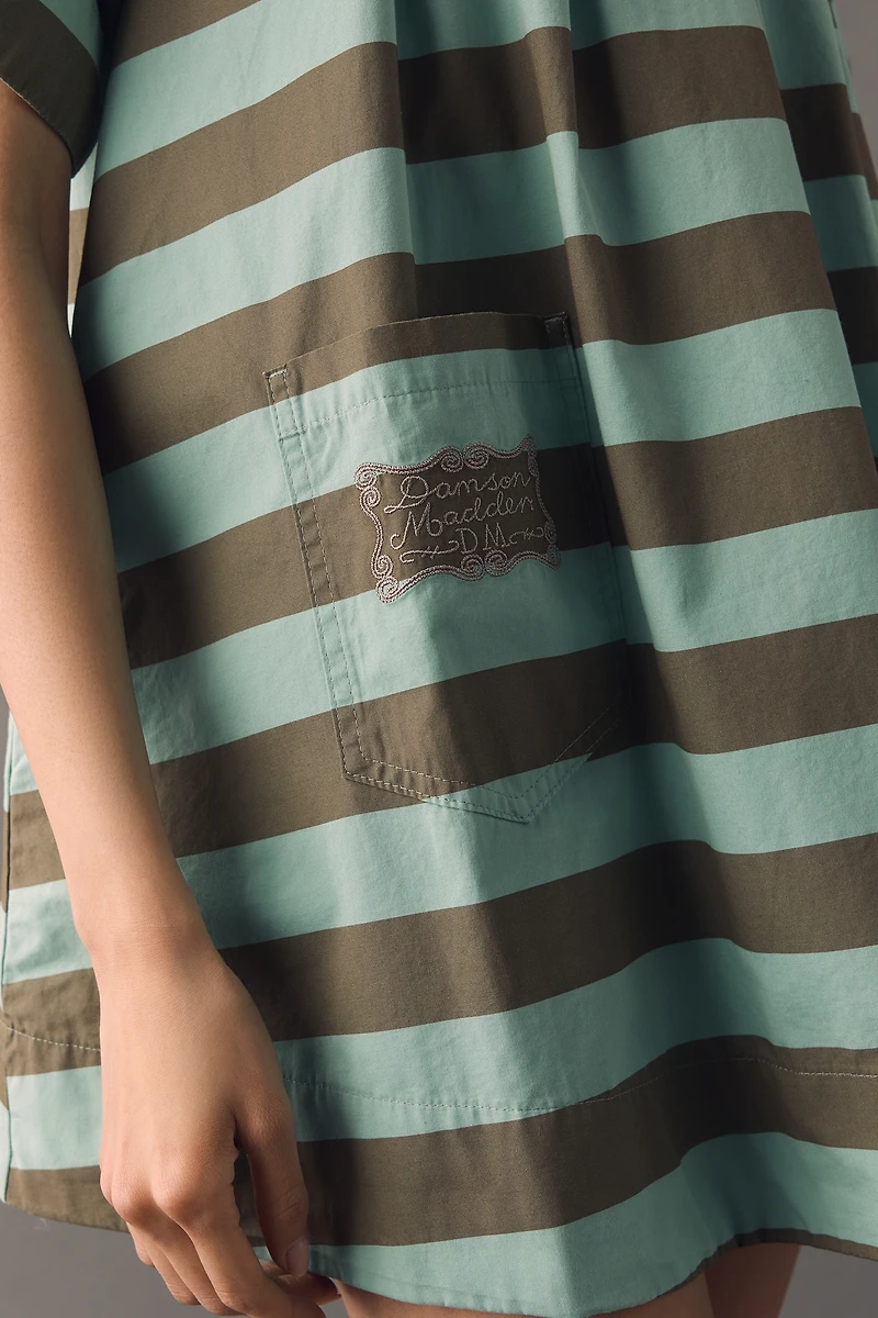 Damson Madder Maggie Cotton Stripe Mini Dress