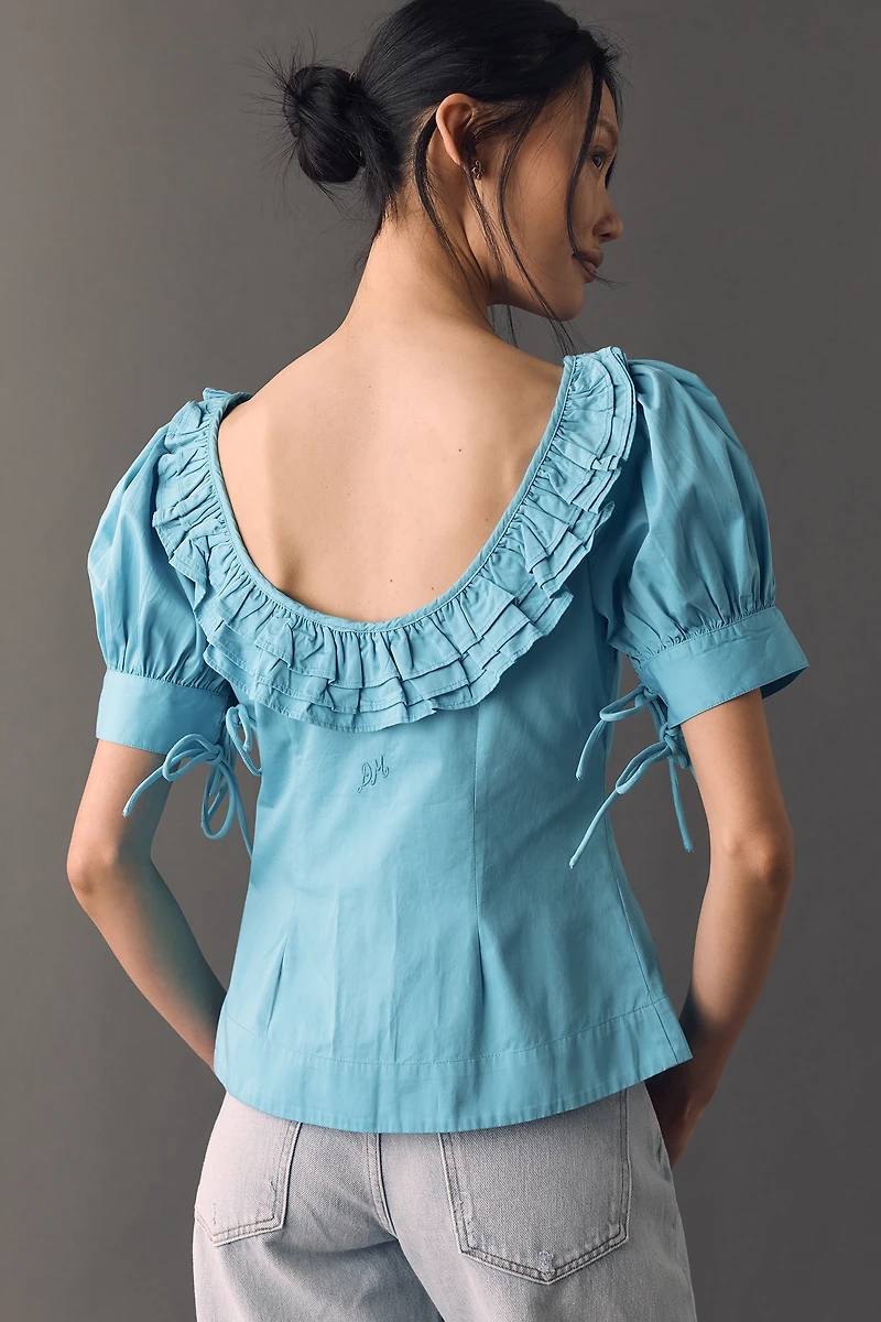 Damson Madder Anke Organic Cotton Puff-Sleeve Blouse