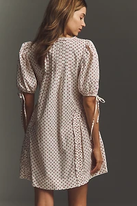 Damson Madder Cotton Meri Puff-Sleeve Mini Dress