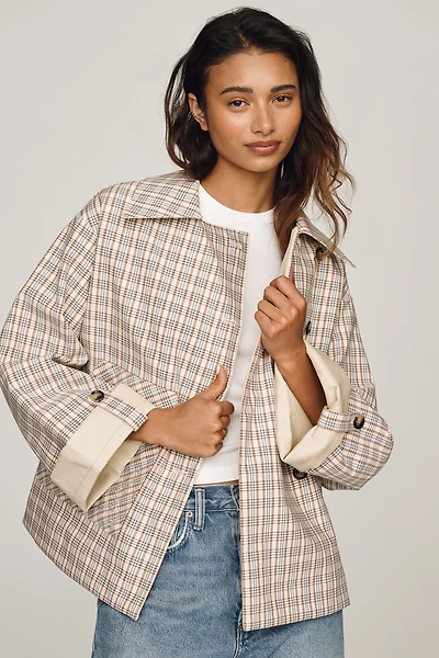 Damson Madder Jerry Cotton Reversible Crop Trench Coat