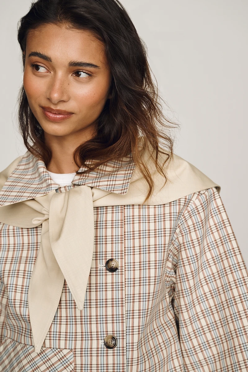 Damson Madder Jerry Cotton Reversible Crop Trench Coat