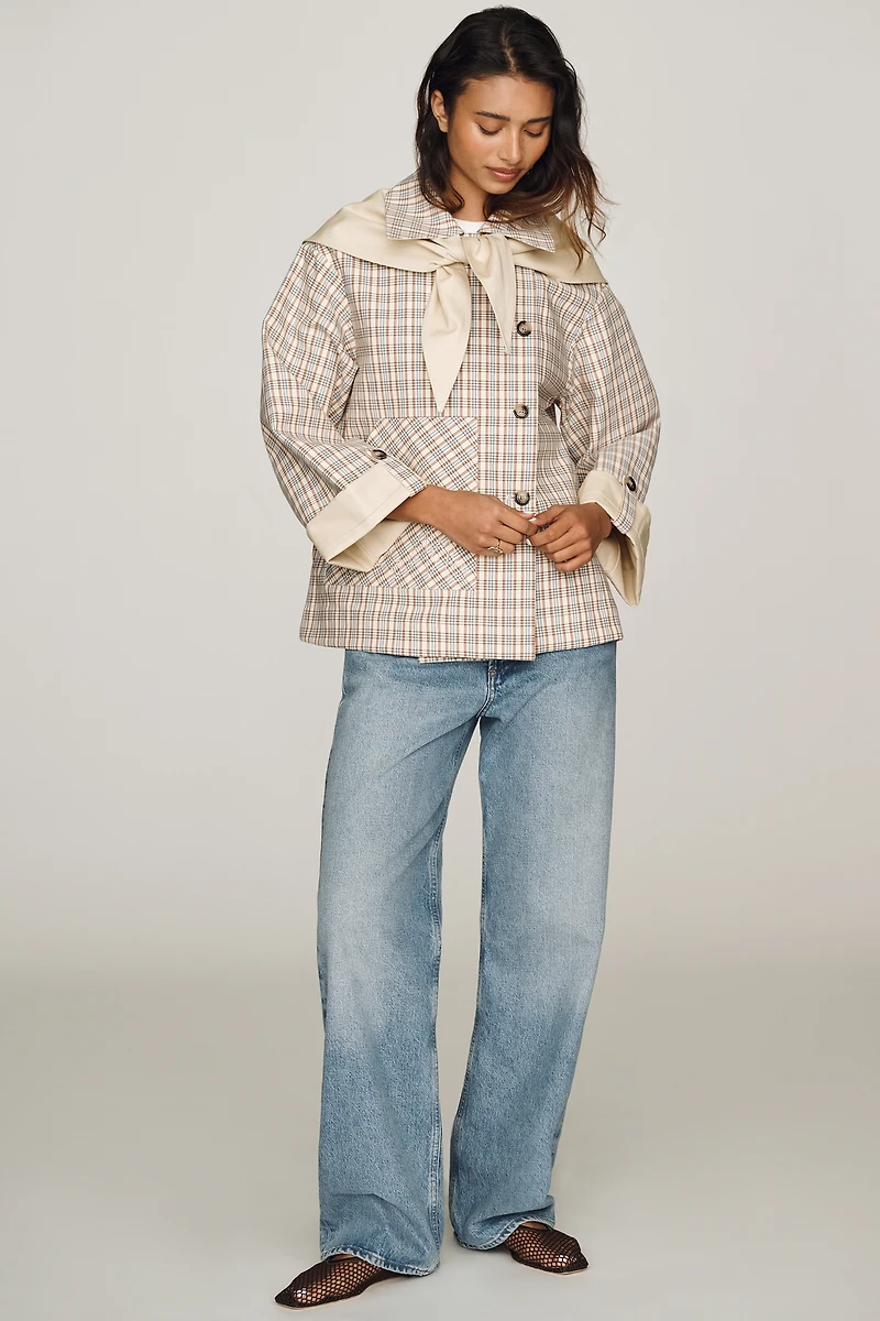 Damson Madder Jerry Cotton Reversible Crop Trench Coat