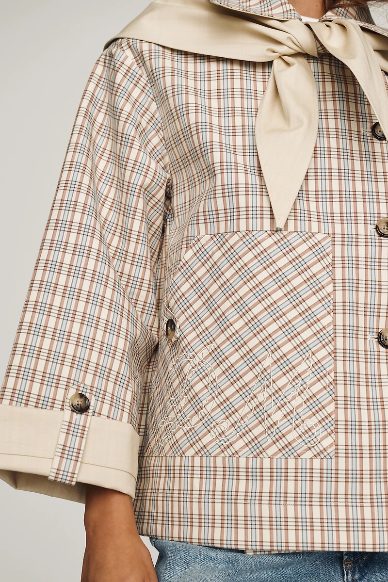 Damson Madder Jerry Cotton Reversible Crop Trench Coat
