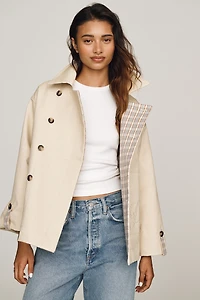 Damson Madder Jerry Cotton Reversible Crop Trench Coat