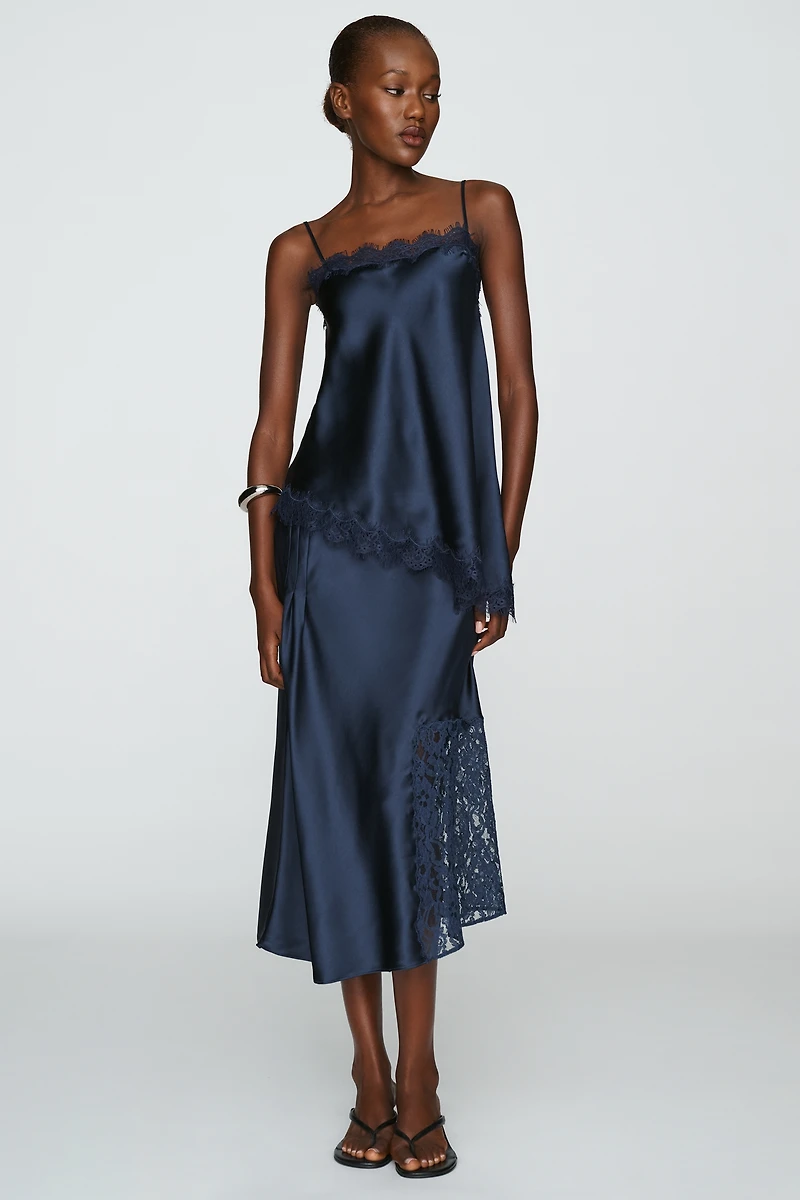 Damson Madder Tansy Satin and Lace Cami