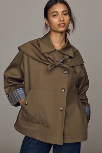 Damson Madder Jerry 100% Cotton Cropped Trench Coat