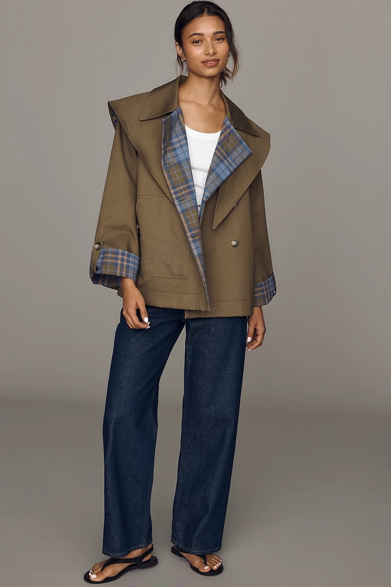 Damson Madder Jerry 100% Cotton Cropped Trench Coat