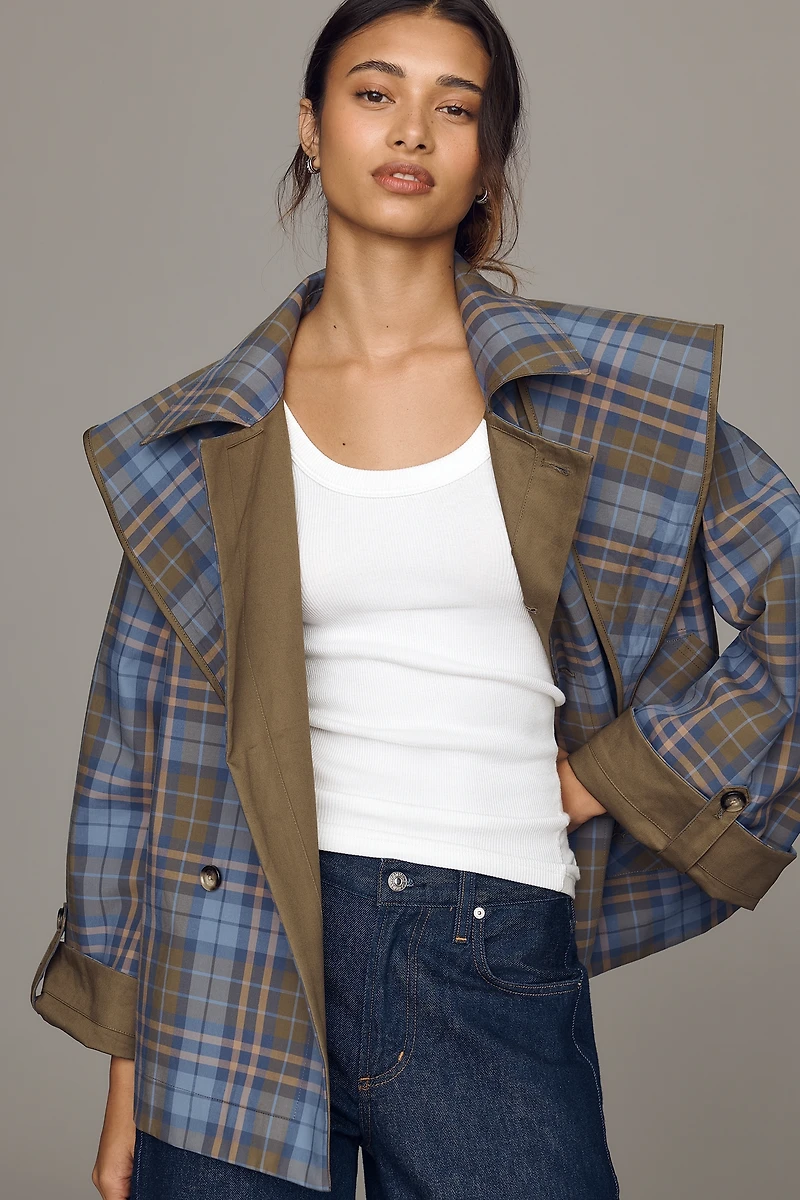 Damson Madder Jerry 100% Cotton Cropped Trench Coat