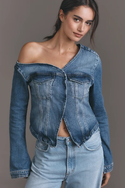 Good American Asymmetric Denim Shirt