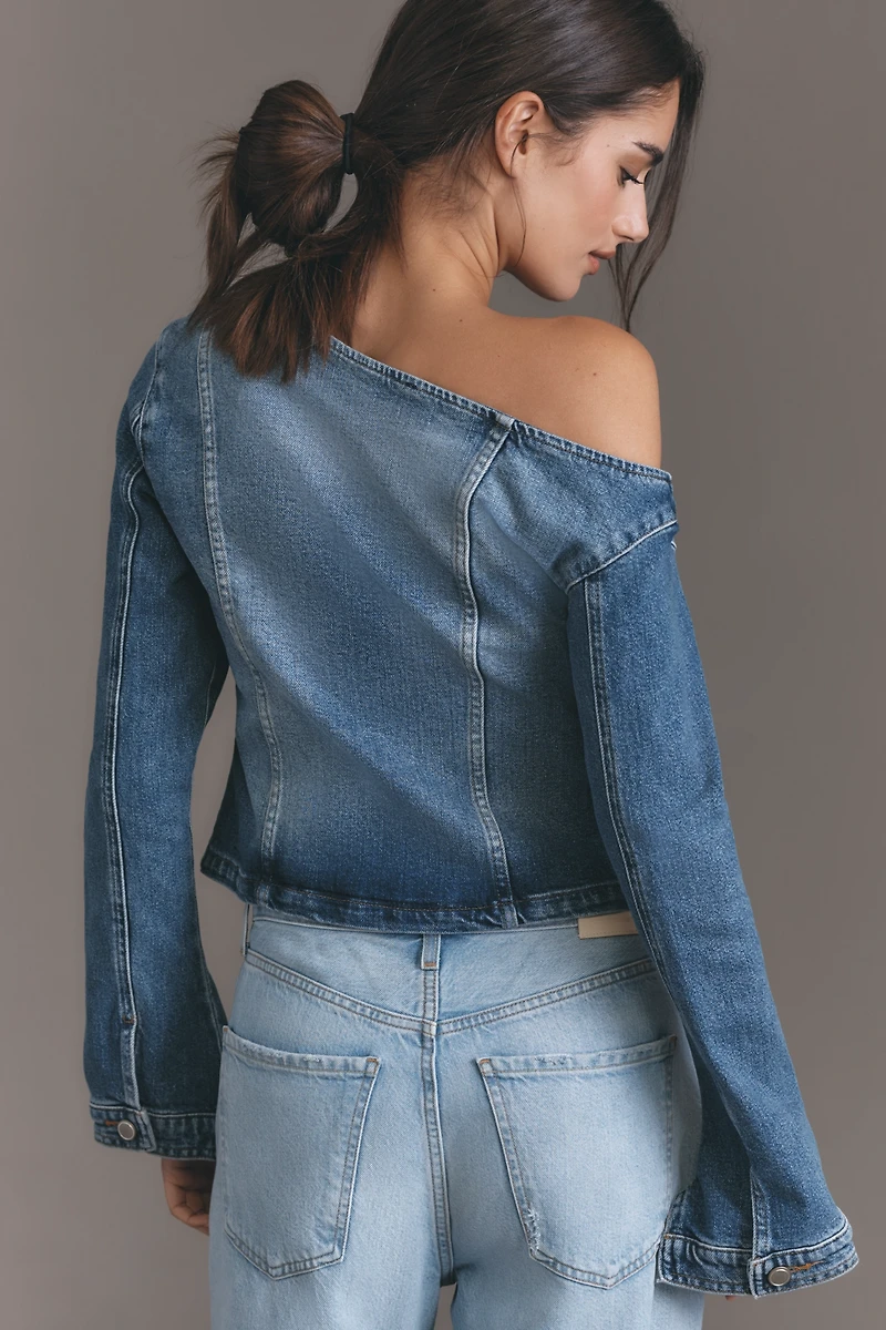 Good American Asymmetric Denim Shirt