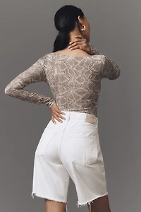 Good American Boat-Neck Mesh Bodysuit