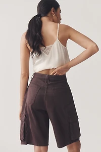 Good American High-Rise Twill Cargo Shorts