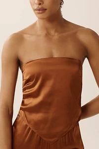 Good American Satin Strapless Handkerchief Blouse
