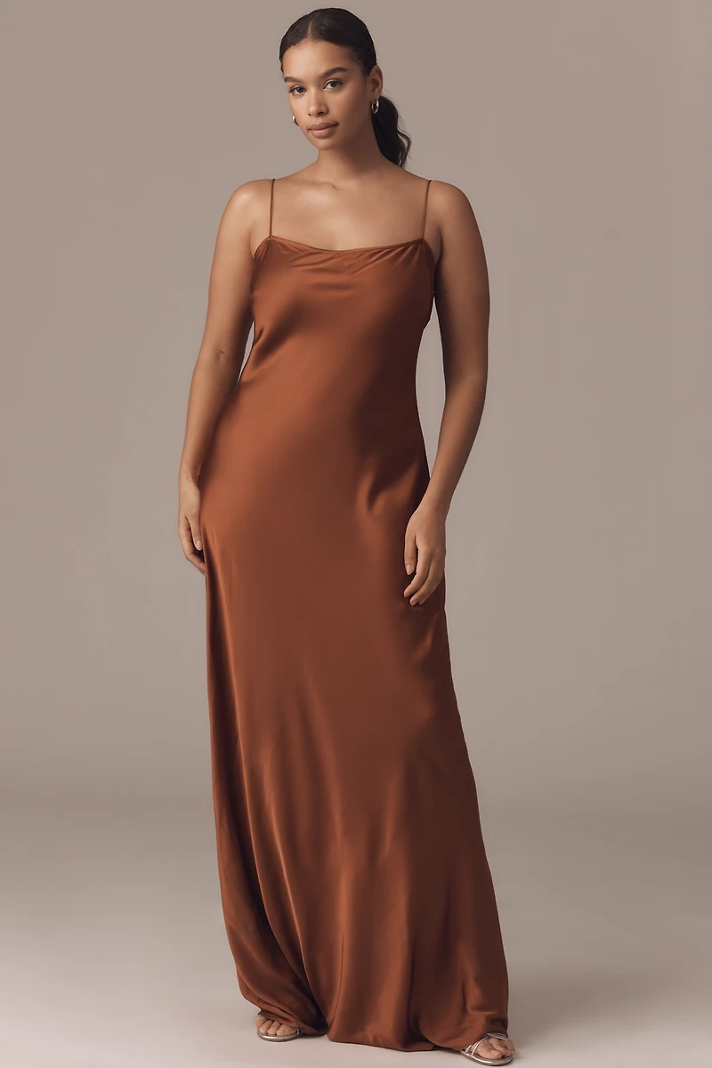 Good American Sleeveless Satin Slip Maxi Dress
