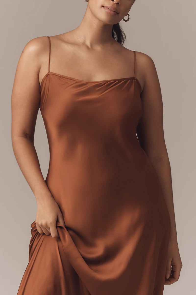 Good American Sleeveless Satin Slip Maxi Dress