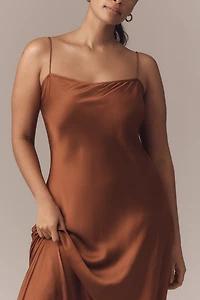 Good American Sleeveless Satin Slip Maxi Dress