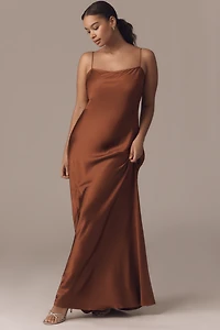Good American Sleeveless Satin Slip Maxi Dress