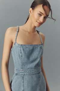 Good American Lite Linen Denim Midi Dress