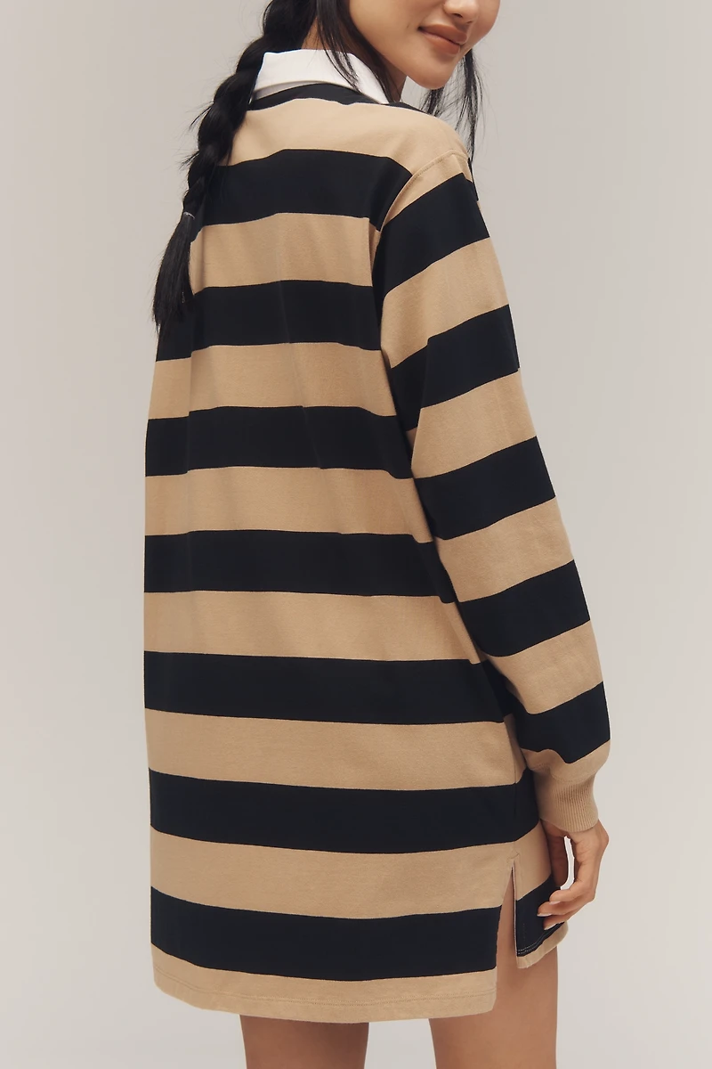 Good American Jersey Polo Long-Sleeve Mini Dress