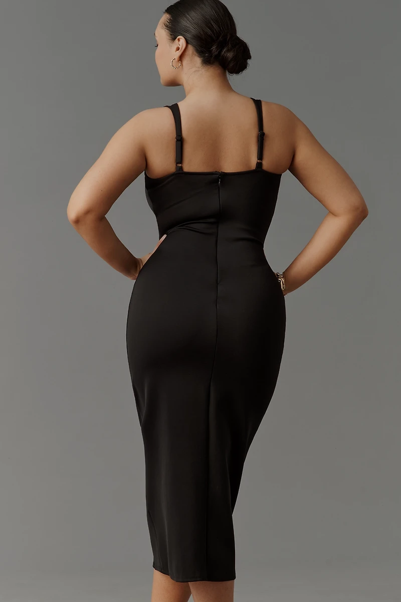 Good American Plus Fitted Scoop-Neck Midi Dress