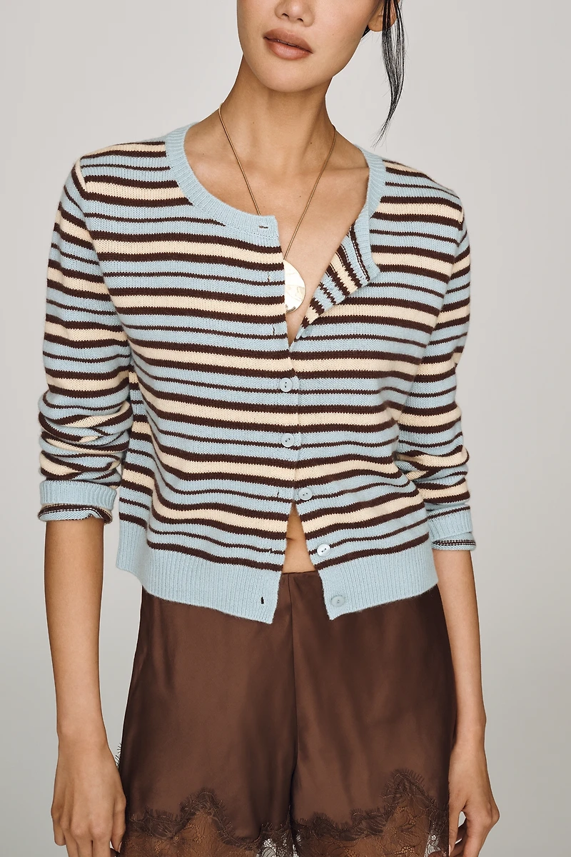 Reformation Clara Cashmere Crew Cardigan Sweater